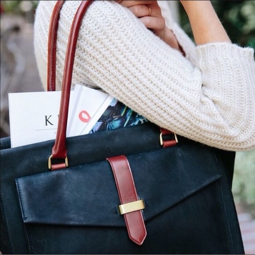 Madewell Eaton Black and Brown leather Tote Bag